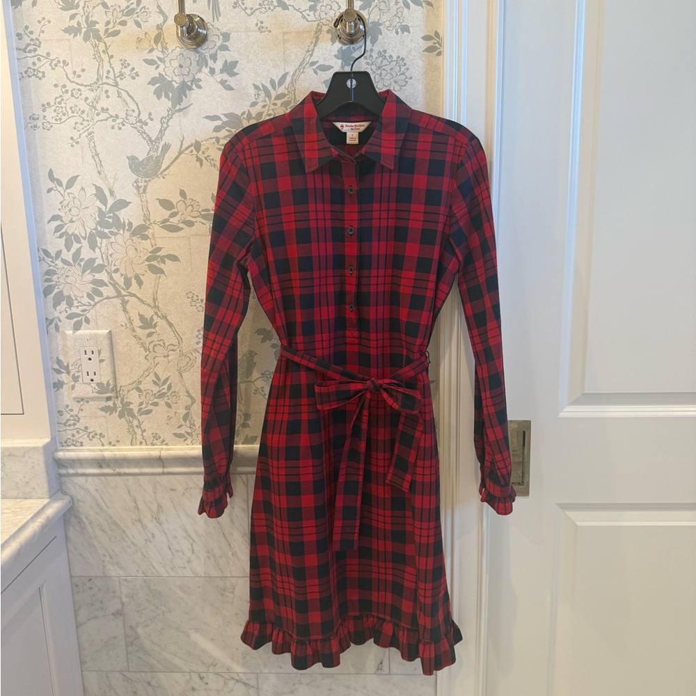 Brooks Brothers Red Fleece Plaid Flannel Dress – Size 2